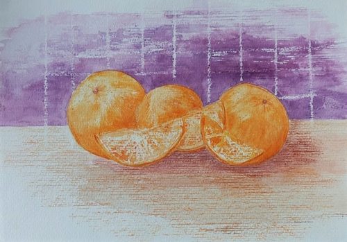 CD, Oranges, watercolour.